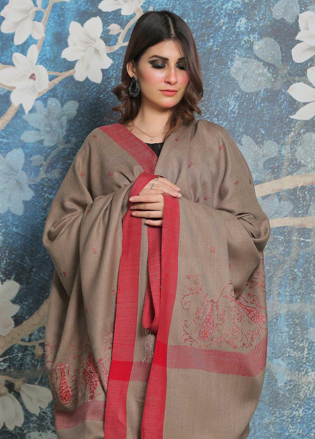 Sanaulla Exclusive Range Pashmina Shawl SU21PP MIR-11 Brown 1 Pure Pashmina Shawls