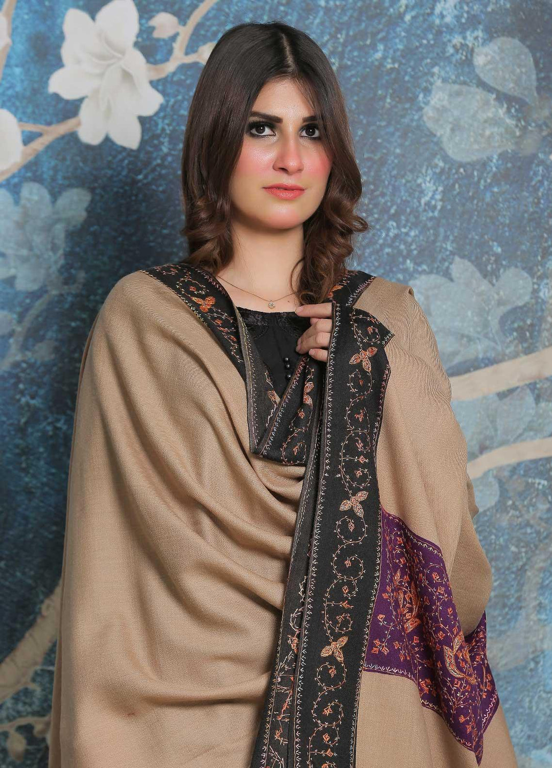 Sanaulla Exclusive Range Pashmina Shawl SU21PP MIR-19 Purple Pure Pashmina Shawls