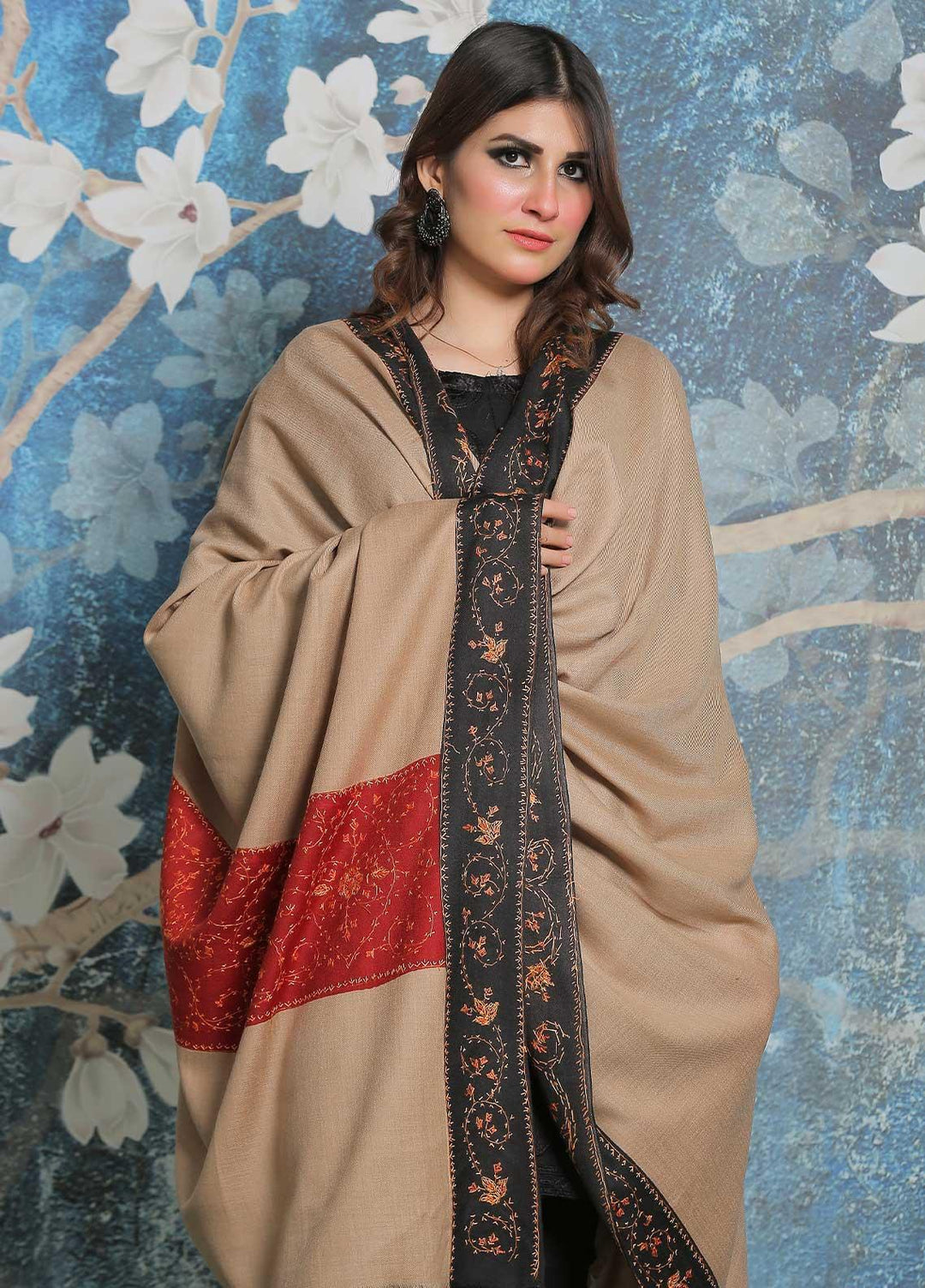 Sanaulla Exclusive Range Pashmina Shawl SU21PP MIR-19 Rust Pure Pashmina Shawls