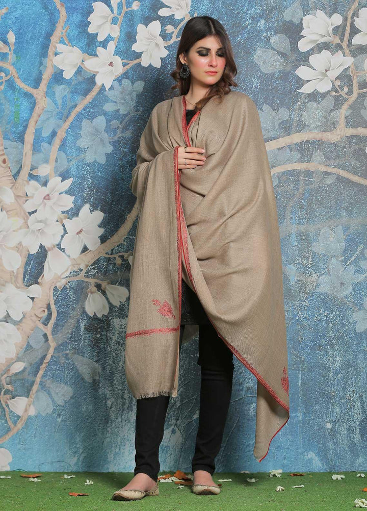 Sanaulla Exclusive Range Pashmina Shawl SU21PP MIR-32 Fawn 2 Pure Pashmina Shawls