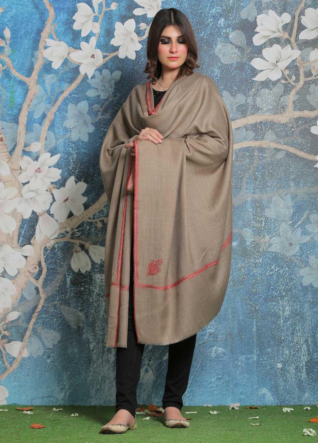 Sanaulla Exclusive Range Pashmina Shawl SU21PP MIR-32 Brown 1 Pure Pashmina Shawls