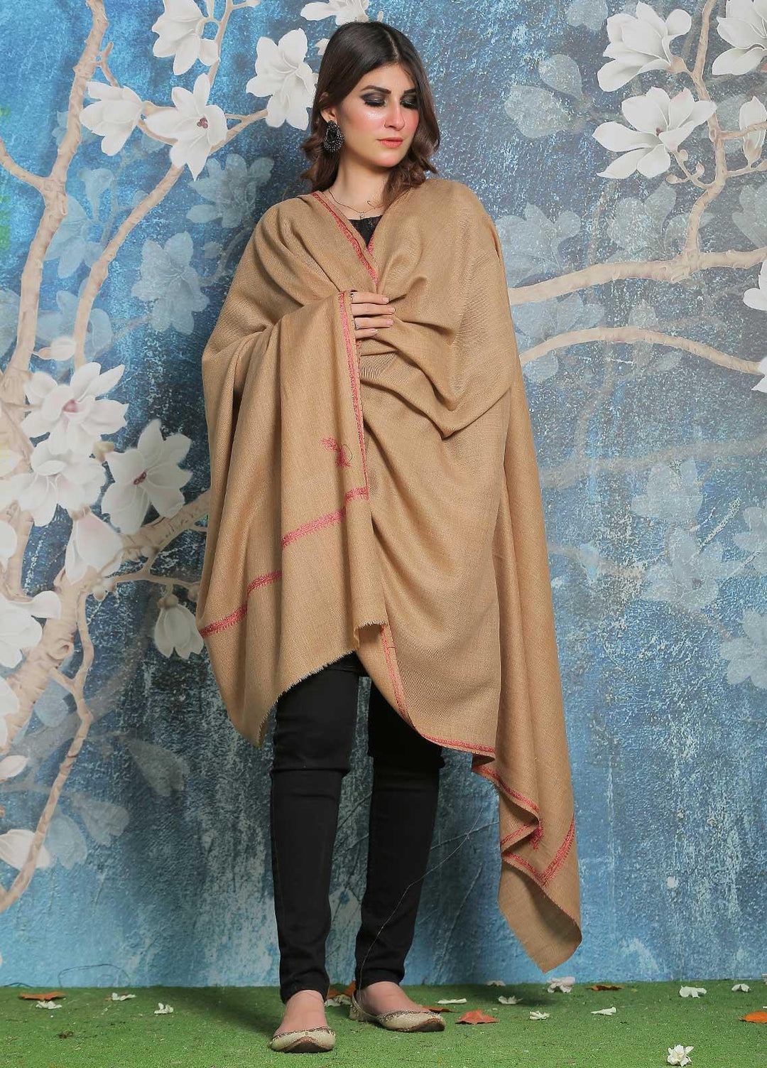Sanaulla Exclusive Range Pashmina Shawl SU21PP MIR-32 Brown 2 Pure Pashmina Shawls