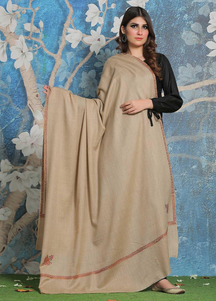 Sanaulla Exclusive Range Pashmina Shawl SU21PP MIR-38 Fawn 1 Pure Pashmina Shawls