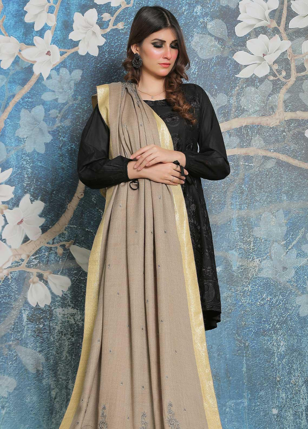 Sanaulla Exclusive Range Pashmina Shawl SU21PP MIR-41 Grey 1 Pure Pashmina Shawls