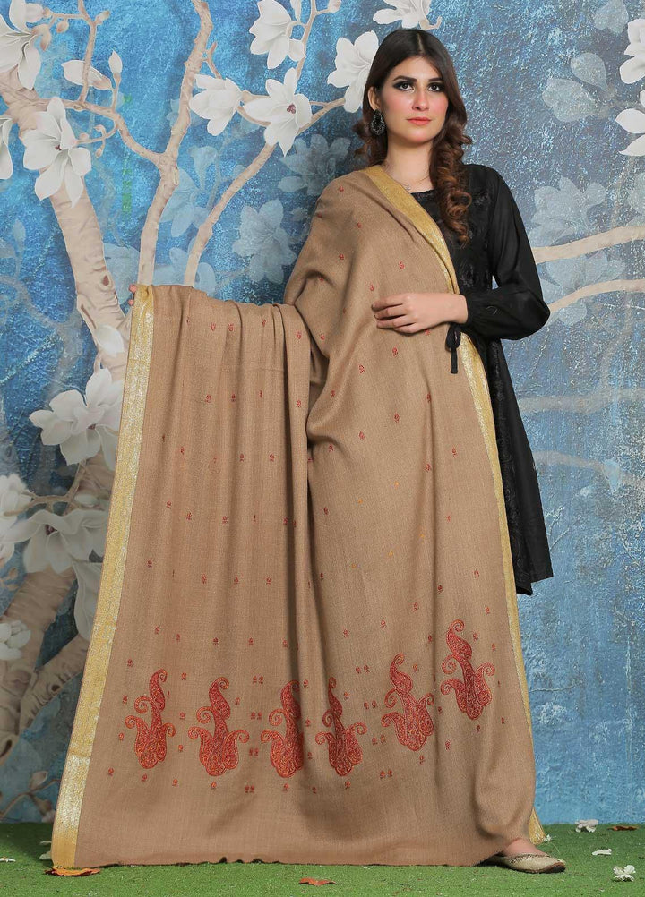 Sanaulla Exclusive Range Pashmina Shawl SU21PP MIR-41 Brown 2 Pure Pashmina Shawls