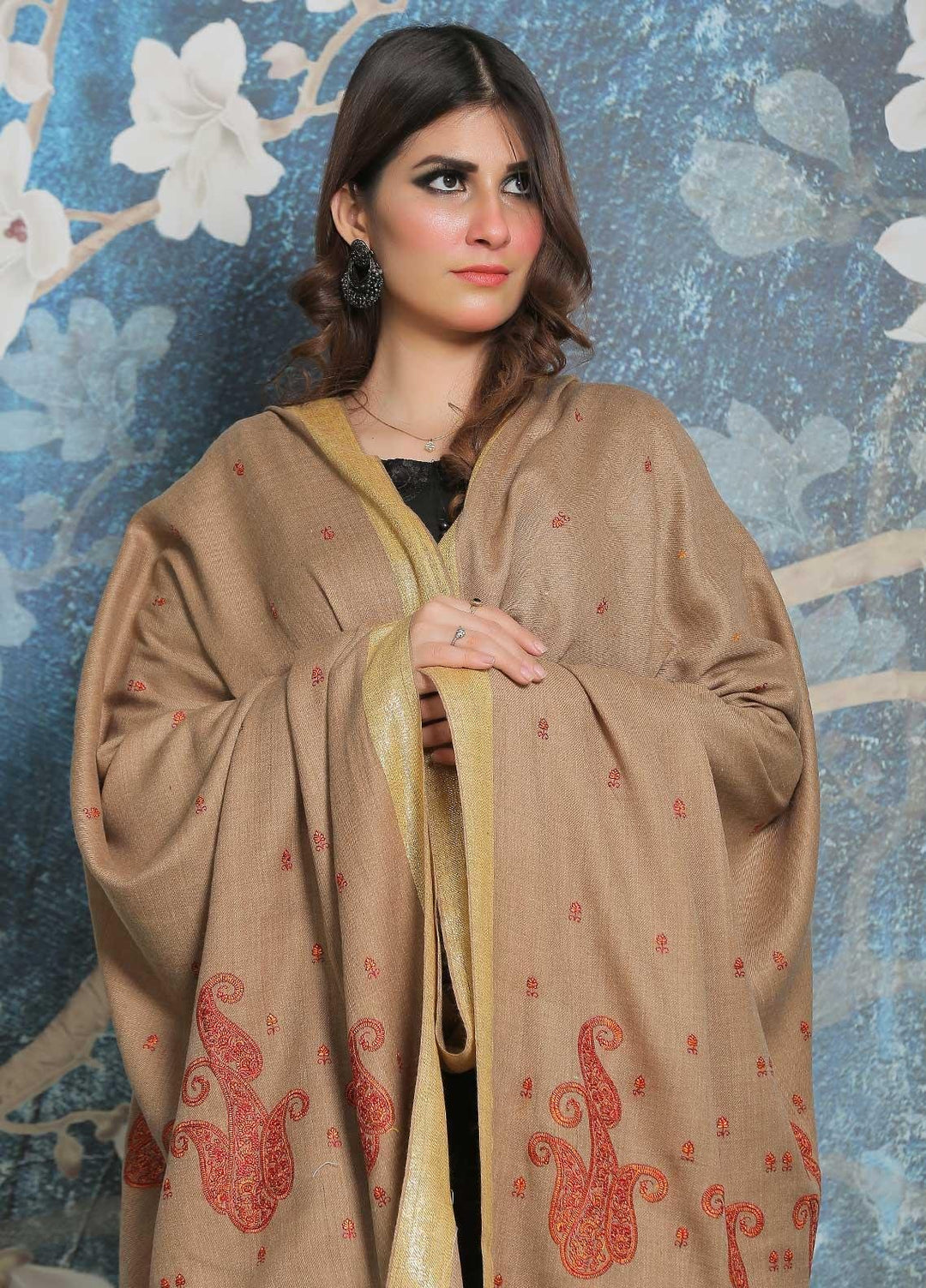 Sanaulla Exclusive Range Pashmina Shawl SU21PP MIR-41 Brown 2 Pure Pashmina Shawls