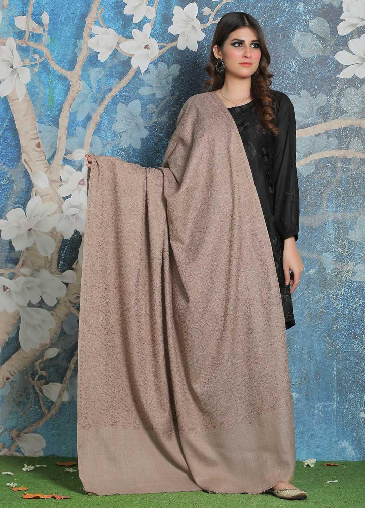 Sanaulla Exclusive Range Pashmina Shawl SU21PP AKP-01 Fawn-3 Pure Pashmina Shawls