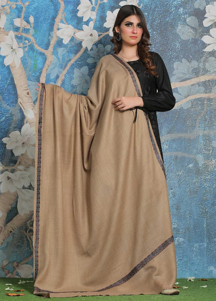 Sanaulla Exclusive Range Pashmina Shawl SU21PP AKP-07 Fawn-2 Pure Pashmina Shawls
