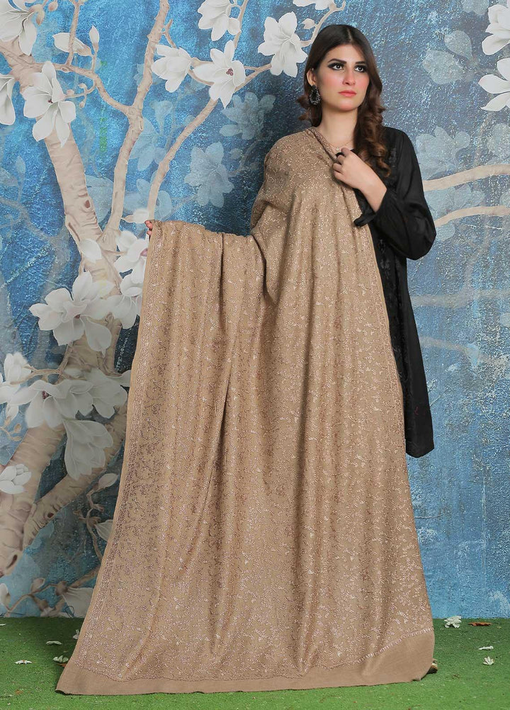 Sanaulla Exclusive Range Pashmina Shawl SU21PP AKP-11 Fawn-2 Pure Pashmina Shawls