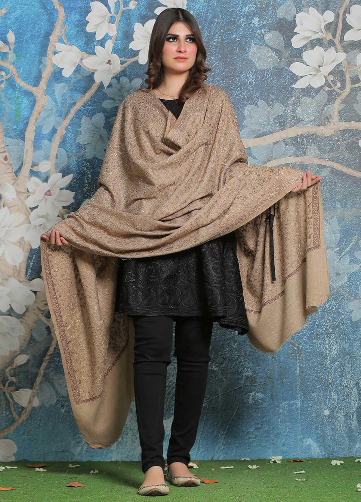 Sanaulla Exclusive Range Pashmina Shawl SU21PP AKP-11 Fawn-2 Pure Pashmina Shawls