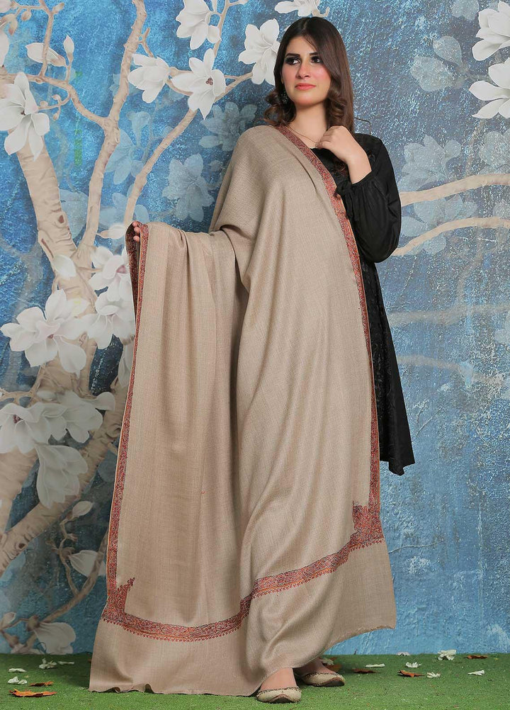 Sanaulla Exclusive Range Pashmina Shawl SU21PP AKP-35 Brown-2 Pure Pashmina Shawls