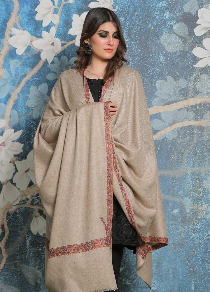 Sanaulla Exclusive Range Pashmina Shawl SU21PP AKP-35 Brown-2 Pure Pashmina Shawls