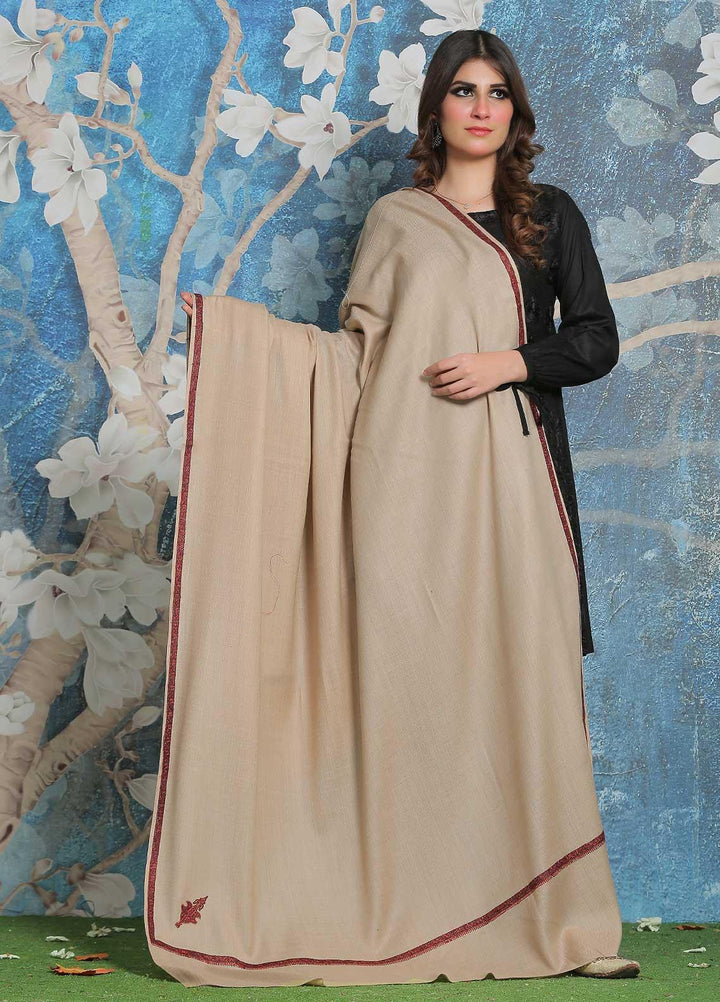 Sanaulla Exclusive Range Pashmina Shawl SU21PP AKP-36 Fawn-1 Pure Pashmina Shawls