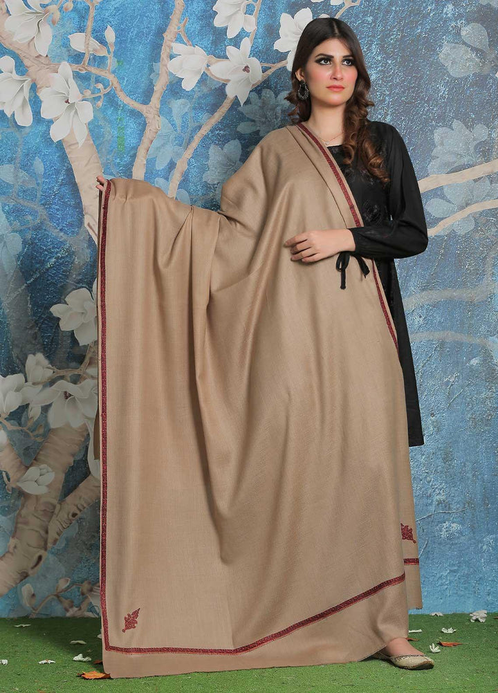 Sanaulla Exclusive Range Pashmina Shawl SU21PP AKP-36 Brown-2 Pure Pashmina Shawls