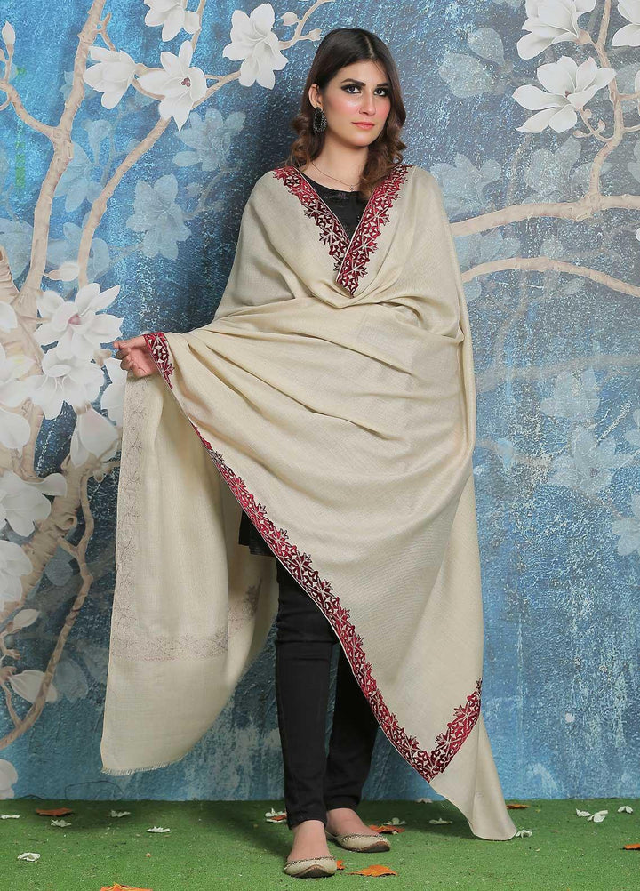 Sanaulla Exclusive Range Pashmina Shawl SU21PP AKP-40 Fawn-2 Pure Pashmina Shawls