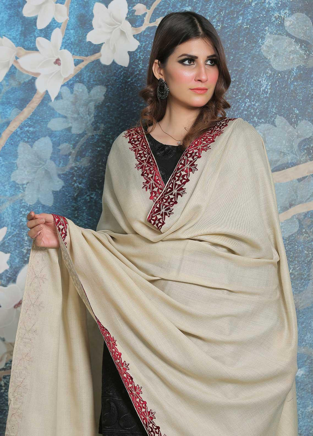 Sanaulla Exclusive Range Pashmina Shawl SU21PP AKP-40 Fawn-2 Pure Pashmina Shawls