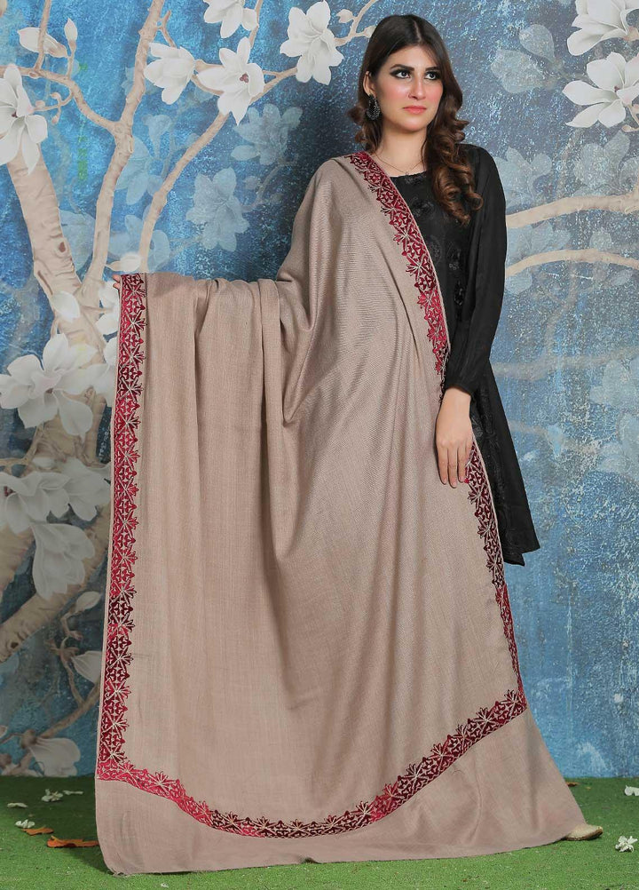 Sanaulla Exclusive Range Pashmina Shawl SU21PP AKP-40 Brown-1 Pure Pashmina Shawls