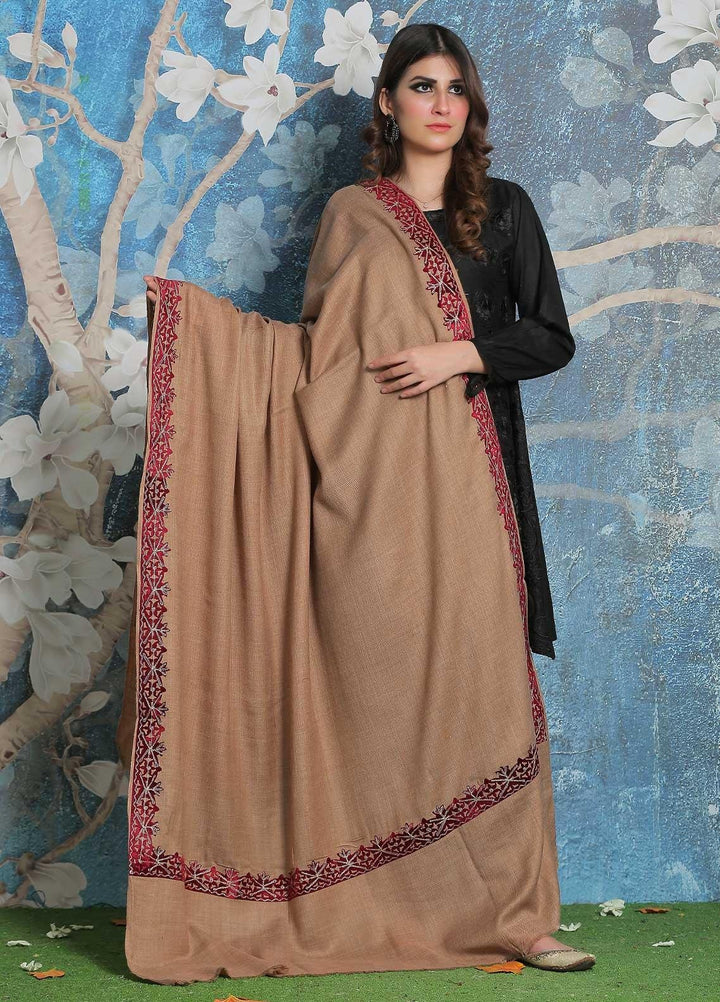 Sanaulla Exclusive Range Pashmina Shawl SU21PP AKP-40 Brown-3 Pure Pashmina Shawls