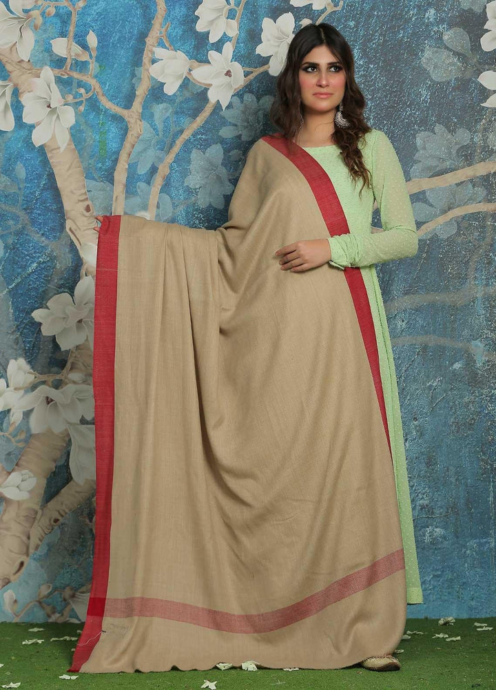 Sanaulla Exclusive Range  Pashmina  Shawl SU21PP MIR-754-L-Beige - Pure Pashmina Shawls