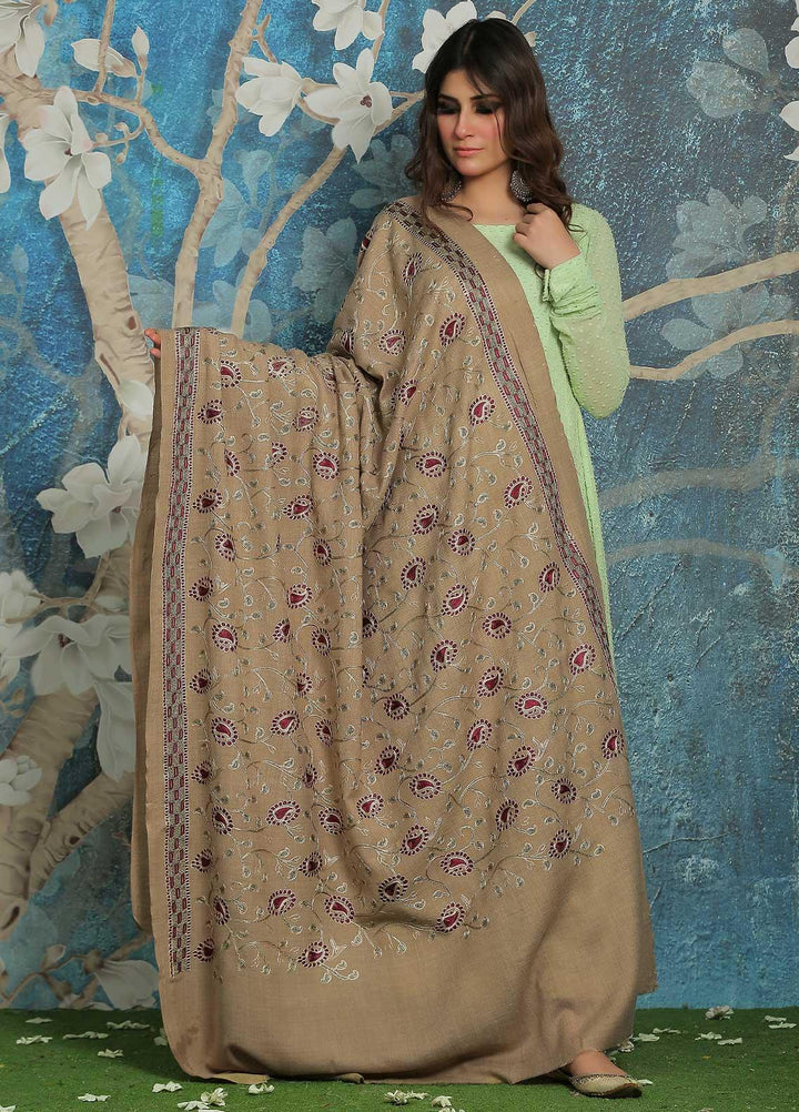 Sanaulla Exclusive Range  Pashmina  Shawl SU21PP MIR-13 Brown 4 - Pure Pashmina Shawls
