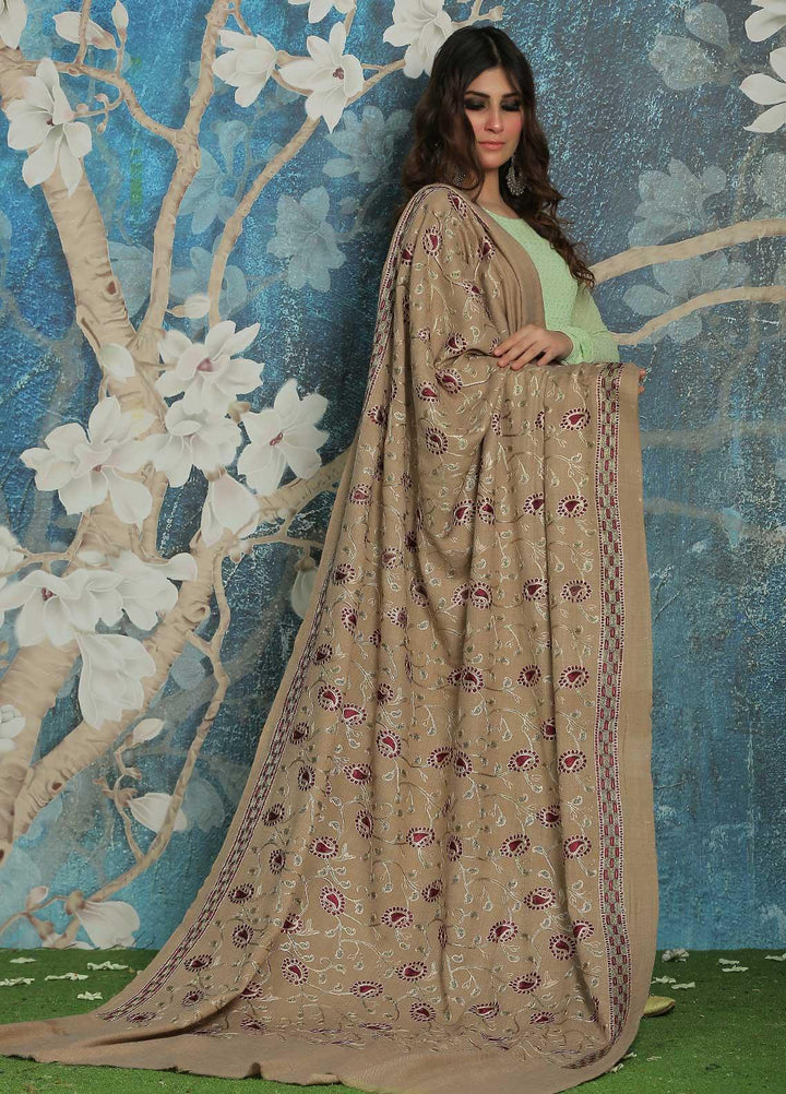 Sanaulla Exclusive Range  Pashmina  Shawl SU21PP MIR-13 Brown 4 - Pure Pashmina Shawls