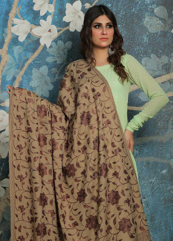 Sanaulla Exclusive Range  Pashmina  Shawl SU21PP AKP-10 Brown-4 - Pure Pashmina Shawls