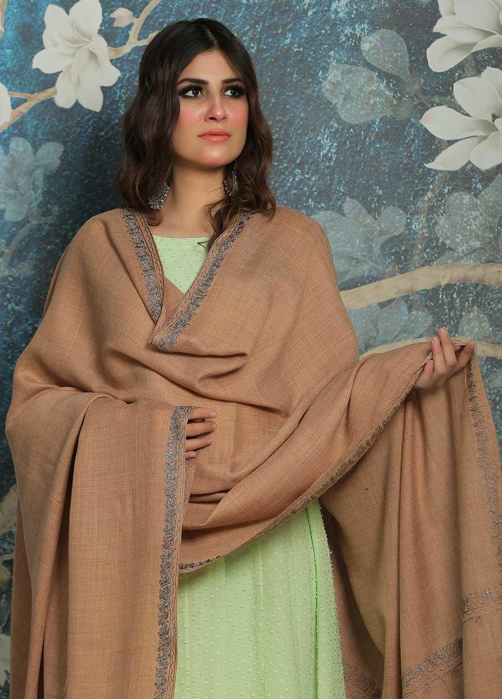Sanaulla Exclusive Range  Pashmina  Shawl SU21PP AKP-39 Brown-1 - Pure Pashmina Shawls