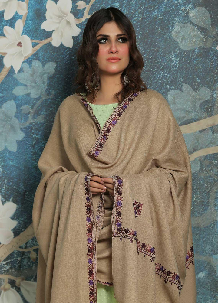 Sanaulla Exclusive Range  Pashmina  Shawl SU21PP AKP-39 Beige-2 - Pure Pashmina Shawls