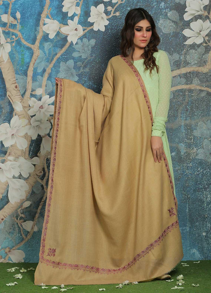 Sanaulla Exclusive Range  Pashmina  Shawl SU21PP AKP-39 Fawn - Pure Pashmina Shawls