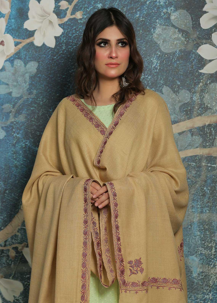 Sanaulla Exclusive Range  Pashmina  Shawl SU21PP AKP-39 Fawn - Pure Pashmina Shawls
