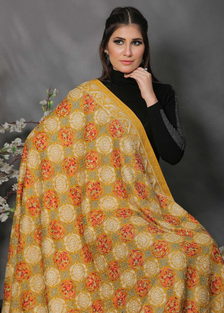 Sanaulla Exclusive Range Pashmina Shawl SU21PP AKP-02 Lemon Pure Pashmina Shawls