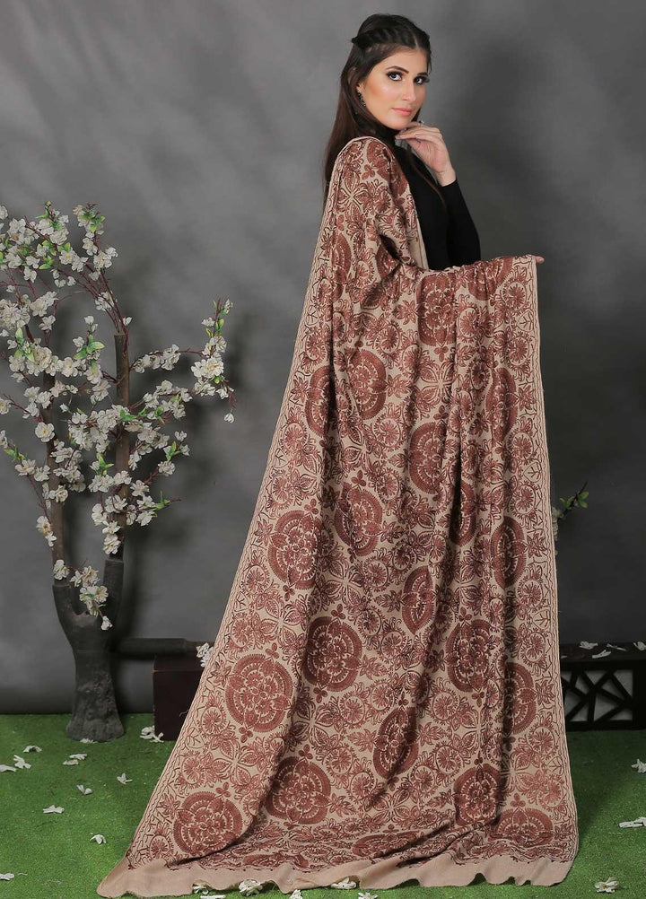 Sanaulla Exclusive Range Pashmina Shawl SU21PP AKP-25 Brown-1 Pure Pashmina Shawls