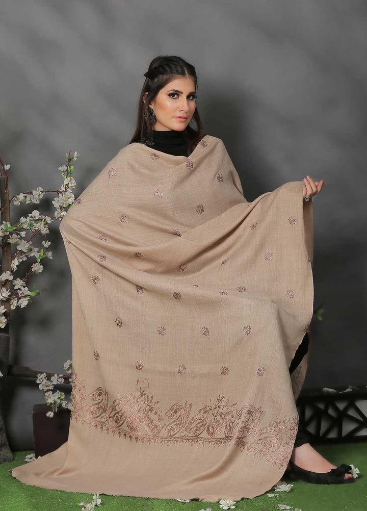 Sanaulla Exclusive Range Pashmina Shawl SU21PP AKP-38 Brown-3 Pure Pashmina Shawls