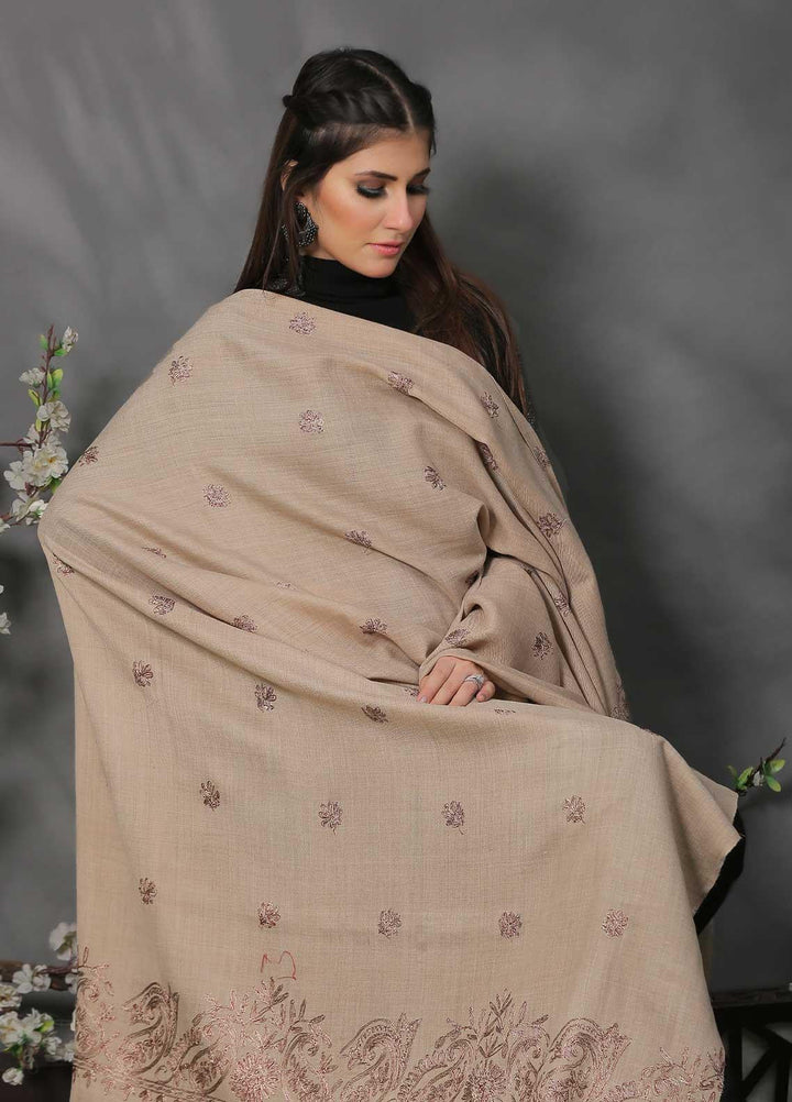 Sanaulla Exclusive Range Pashmina Shawl SU21PP AKP-38 Brown-3 Pure Pashmina Shawls