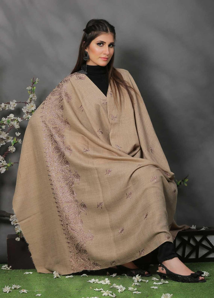 Sanaulla Exclusive Range Pashmina Shawl SU21PP AKP-38 Brown-5 Pure Pashmina Shawls