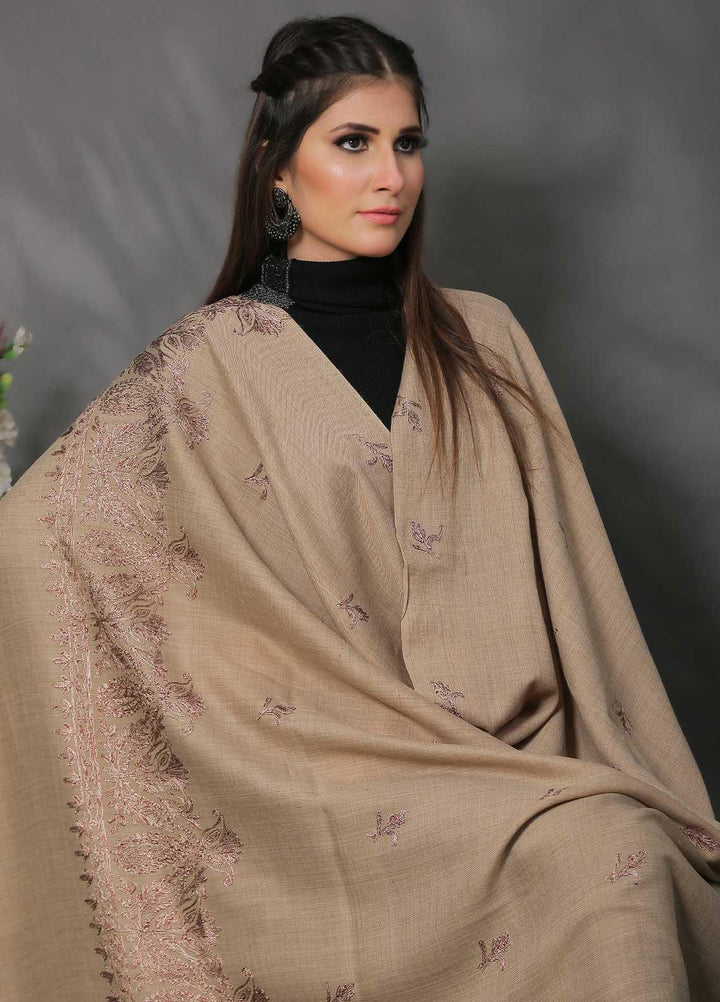 Sanaulla Exclusive Range Pashmina Shawl SU21PP AKP-38 Brown-5 Pure Pashmina Shawls