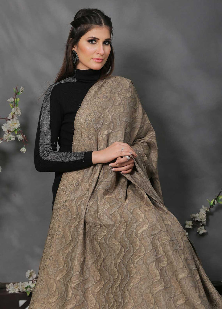 Sanaulla Exclusive Range Pashmina Shawl SU21PP AKP-50 D Brown-6 Pure Pashmina Shawls