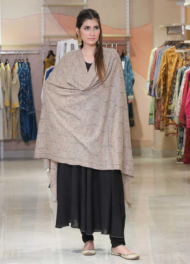 Sanaulla Exclusive Range Pashmina Shawl SU21PP AKP-24 Brown Pure Pashmina Shawls