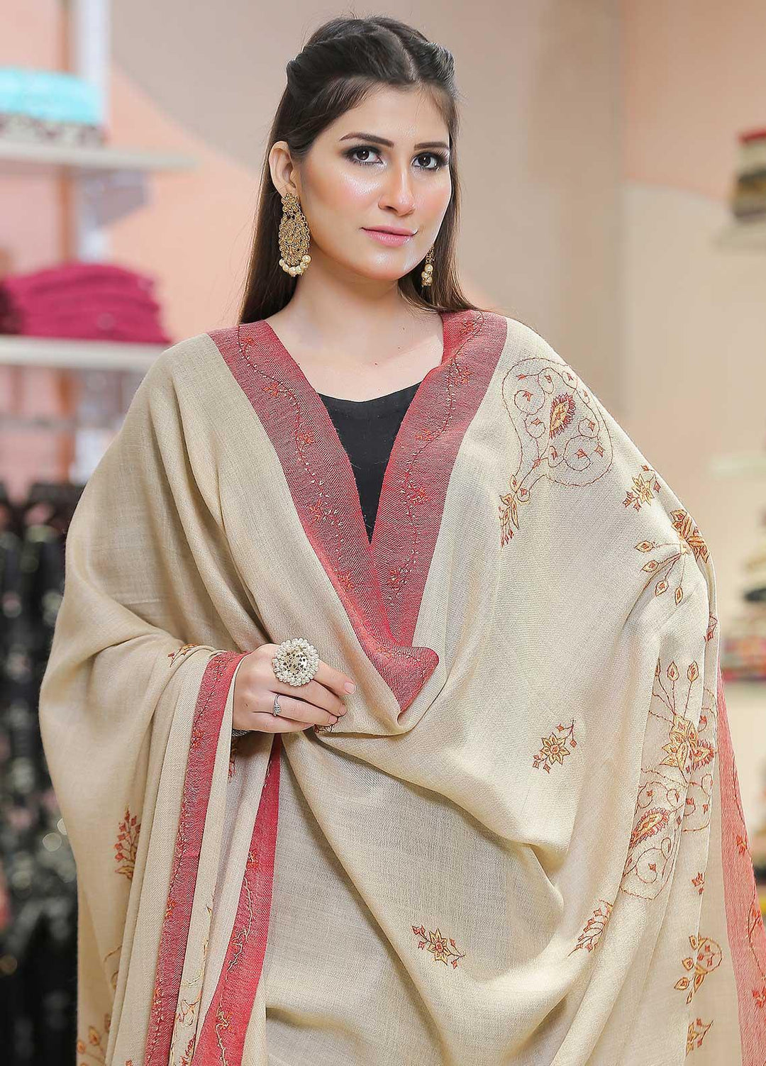 Sanaulla Exclusive Range Pashmina Shawl SU21PP MIR-20 Brown 8 Pure Pashmina Shawls