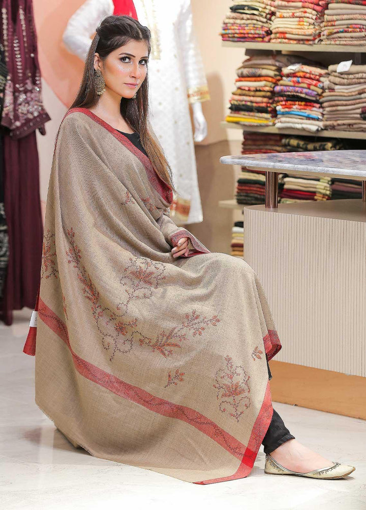 Sanaulla Exclusive Range Pashmina Shawl SU21PP MIR-20 Brown 22 Pure Pashmina Shawls