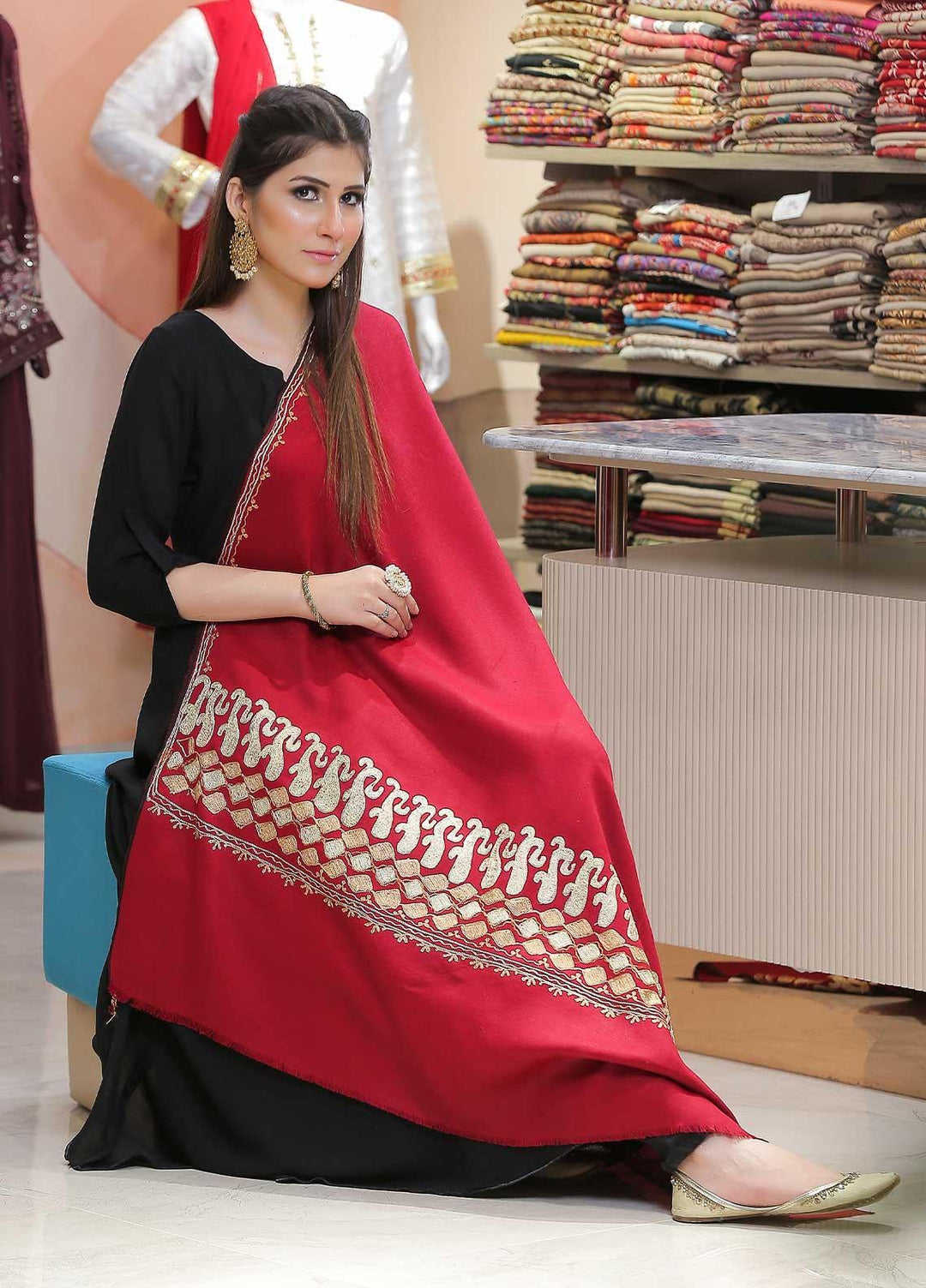 Sanaulla Exclusive Range Pashmina Shawl SU21PP MIR-23 Maroon 2 Pure Pashmina Shawls