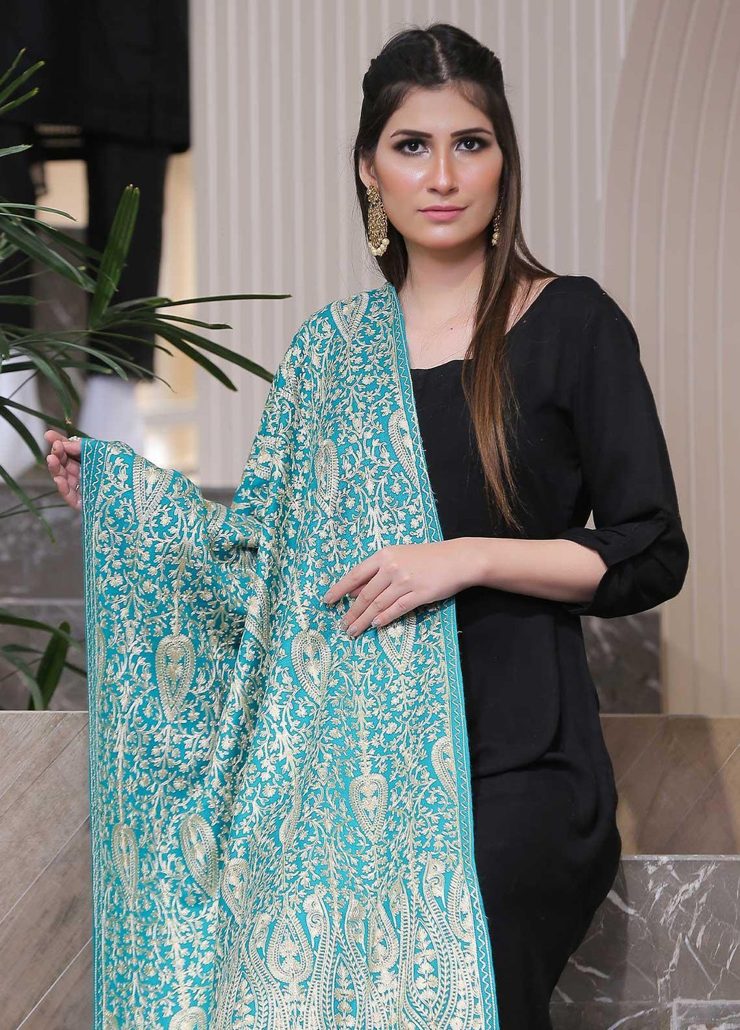 Sanaulla Exclusive Range Pashmina Shawl SU21PP MIR-24 Green 4 Pure Pashmina Shawls