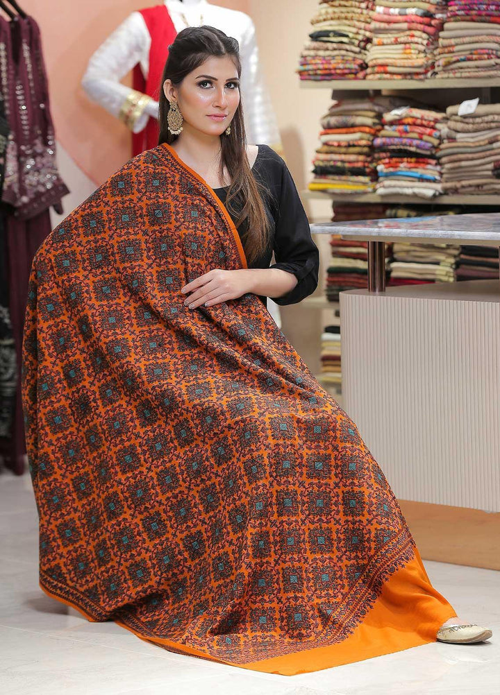 Sanaulla Exclusive Range Pashmina Shawl SU21PP MIR-45 Orange Pure Pashmina Shawls