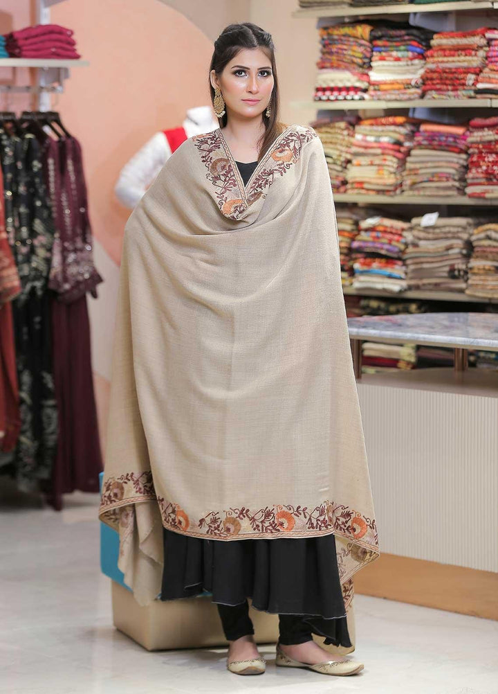 Sanaulla Exclusive Range Pashmina Shawl SU21PP AKP-12 Beige-5 Pure Pashmina Shawls