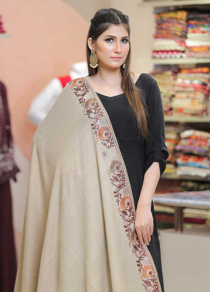 Sanaulla Exclusive Range Pashmina Shawl SU21PP AKP-12 Beige-5 Pure Pashmina Shawls