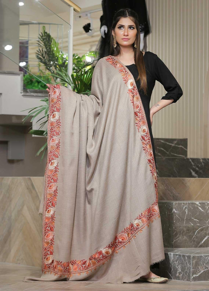 Sanaulla Exclusive Range Pashmina Shawl SU21PP AKP-12 Fawn-2 Pure Pashmina Shawls