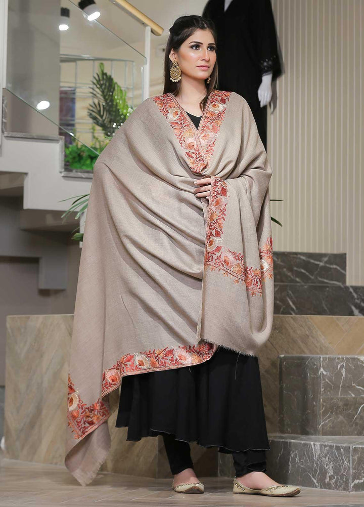 Sanaulla Exclusive Range Pashmina Shawl SU21PP AKP-12 Fawn-2 Pure Pashmina Shawls