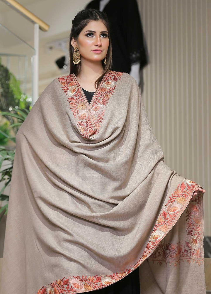 Sanaulla Exclusive Range Pashmina Shawl SU21PP AKP-12 Fawn-2 Pure Pashmina Shawls