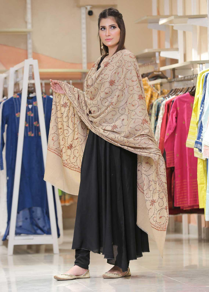 Sanaulla Exclusive Range Pashmina Shawl SU21PP AKP-14 Fawn-3 Pure Pashmina Shawls
