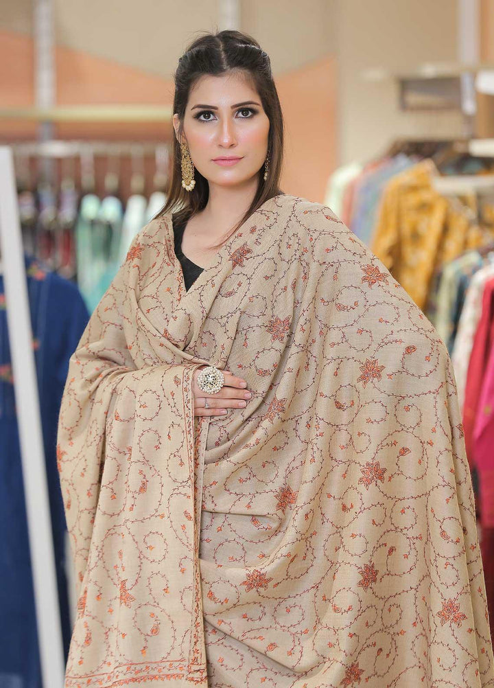 Sanaulla Exclusive Range Pashmina Shawl SU21PP AKP-14 Fawn-3 Pure Pashmina Shawls